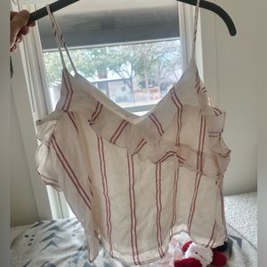 Tank top cotton white and red stripe
